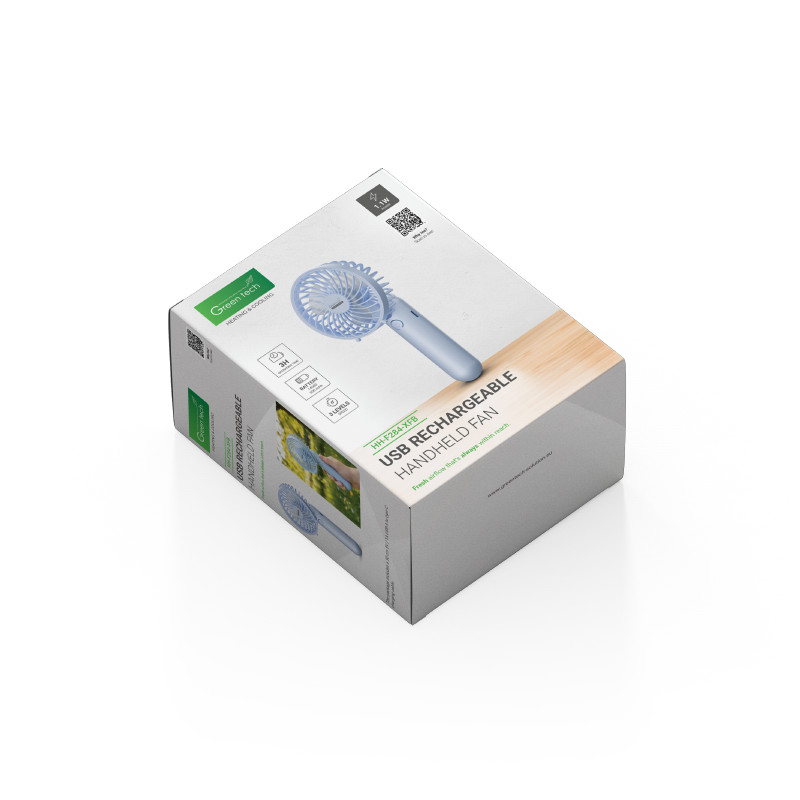 PRIJENOSNI VENTILATOR GREEN TECH, 1.1W, PLAVI , SA USB PUNJENJEM