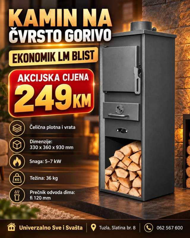 KAMIN NA CVRSTO GORIVO EKONOMIK LM BLIST - 7-8kW