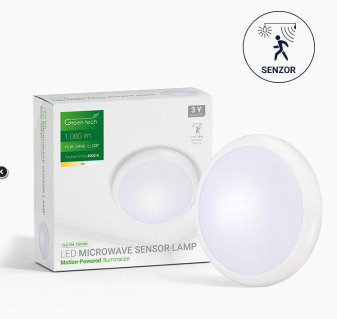LED plafonjera sa senzorom Green Tech 12W, 4000K