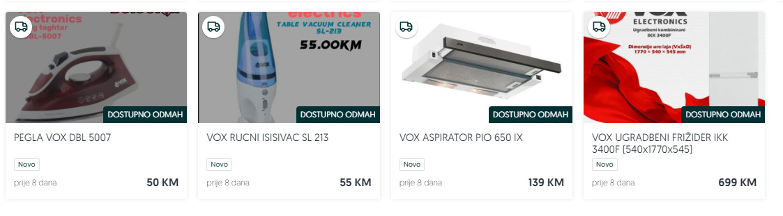 VOX MAŠINE KLIME FRIŽIDERI ŠPORETI TV UNIVERZALNO