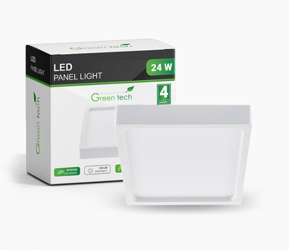 LED panel Green Tech 24W, 4200K, nadgradni, kvadratni