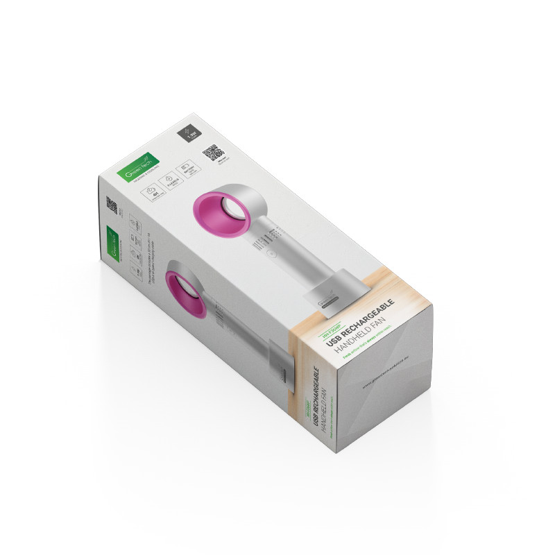 VENTILATOR GREEN TECH , 1.9W, BIJELI + PINK , SA USB PUNJENJEM