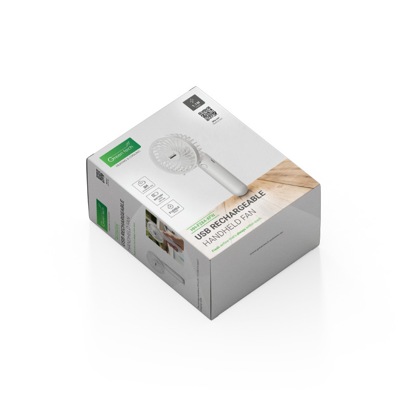 PRIJENOSNI VENTILATOR GREEN TECH, 1.1W,BIJELI, SA USB PUNJENJEM