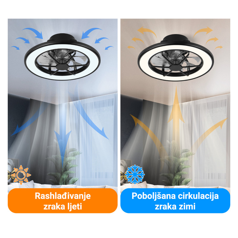STROPNI VENTILATOR SA SVJETILJKOM GREEN TECH, 18, 40W, 3CCT, CRNI