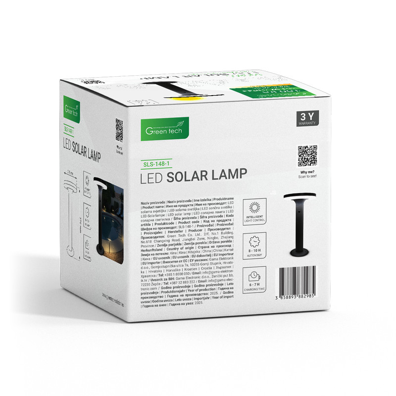 LED SOLARNA SVJETILJKA GREEN TECH 3.1W, 3000K, IP44