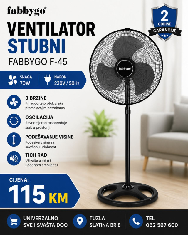 VENTILATOR F-45 FABBYGO FS45 18 INCA 70W