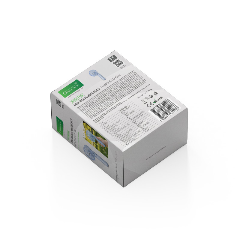 PRIJENOSNI VENTILATOR GREEN TECH, 1.1W, PLAVI , SA USB PUNJENJEM