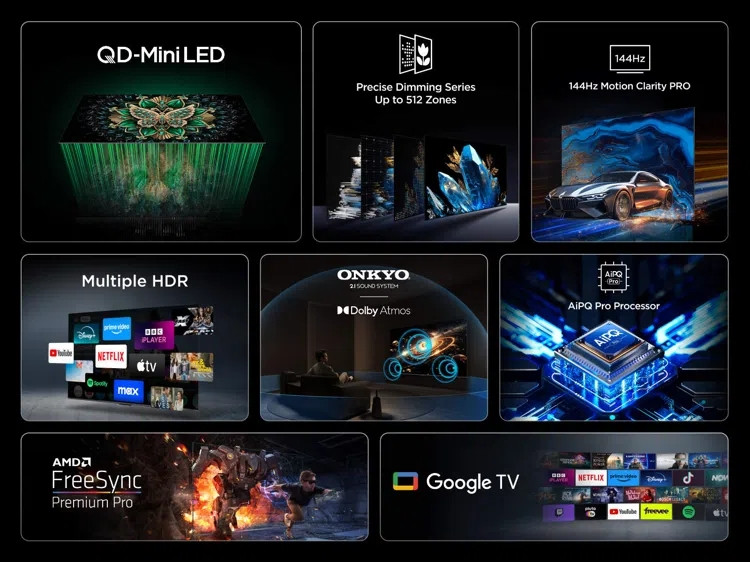 TCL C6K-UK 55 inch Premium QD-Mini LED 144Hz 4K HDR High Brightne