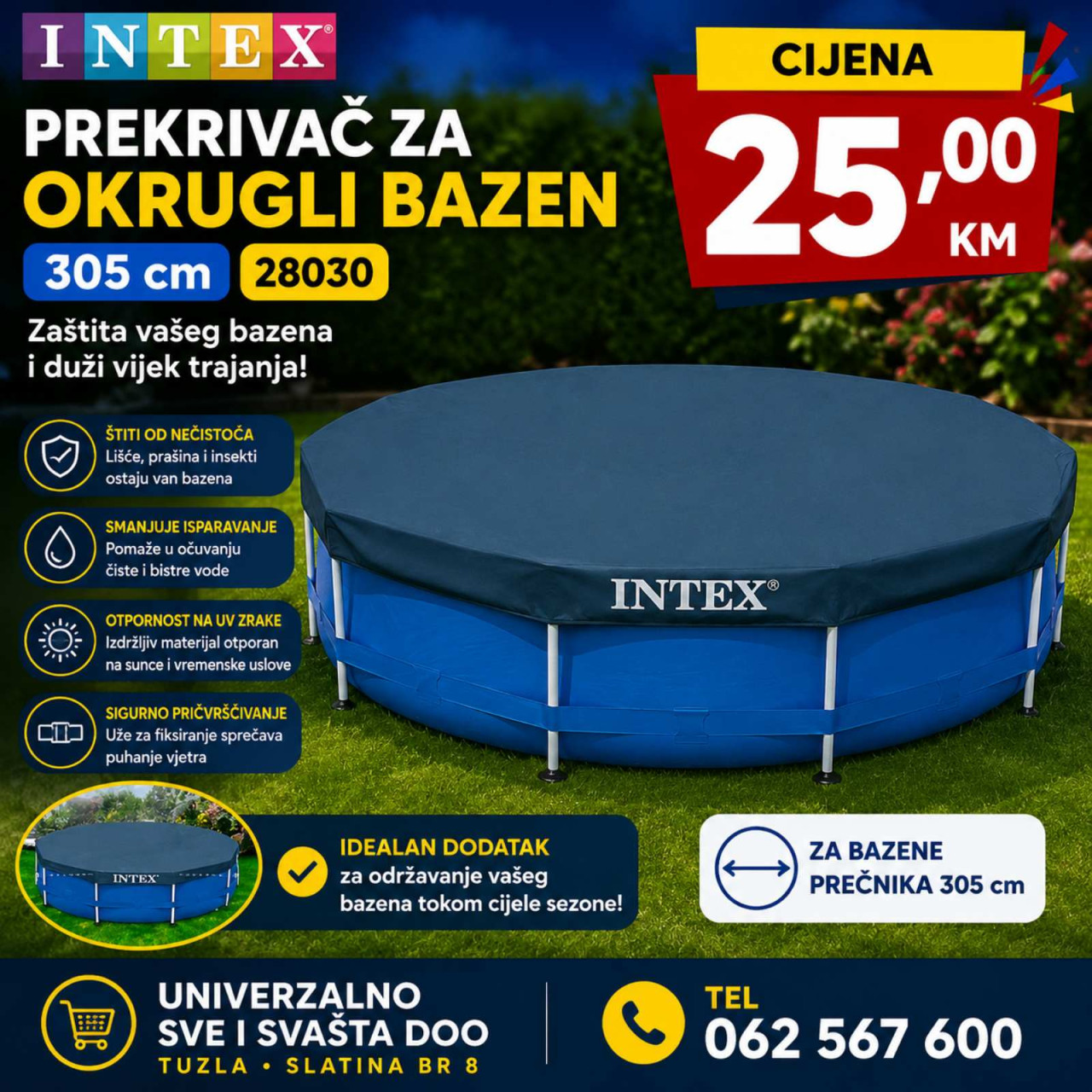 PREKRIVAC ZA BAZEN INTEX  - 28030 305CM