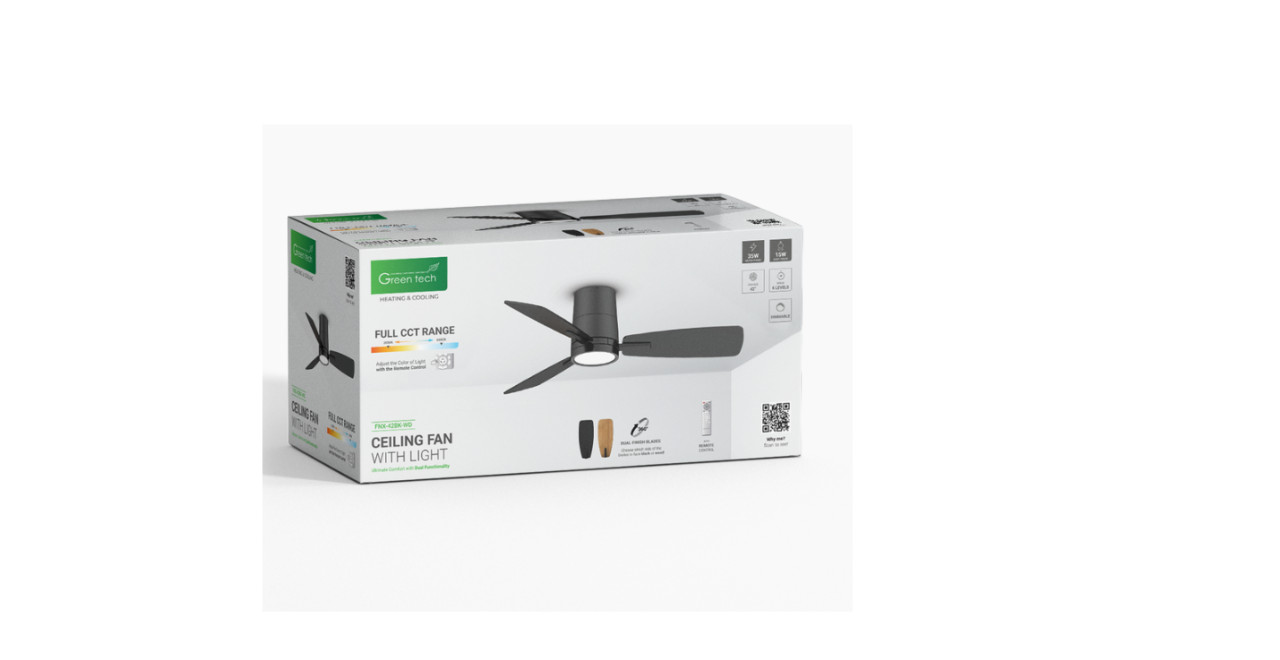 STROPNI VENTILATOR SA SVJETILJKOM GREEN TECH 15W , CRNO