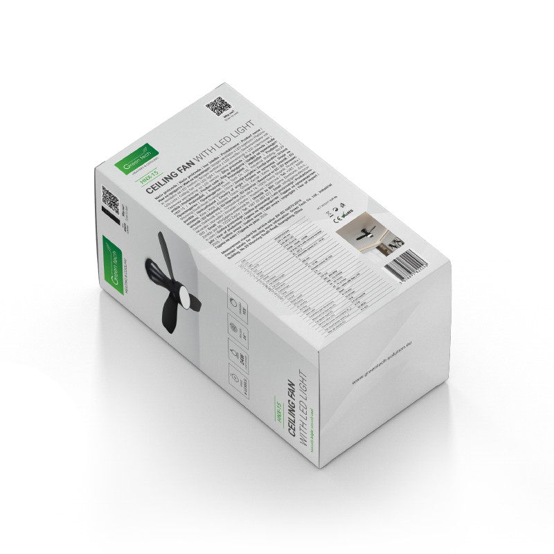 STROPNI VENTILATOR SA SVJETILJKOM GREEN TECH 24", 18W, 3CCT, CRNI