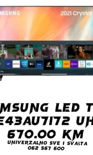 43" SAMSUNG SMART 4K UHD TV UE43AU7172 (UE43AU7172UHD)