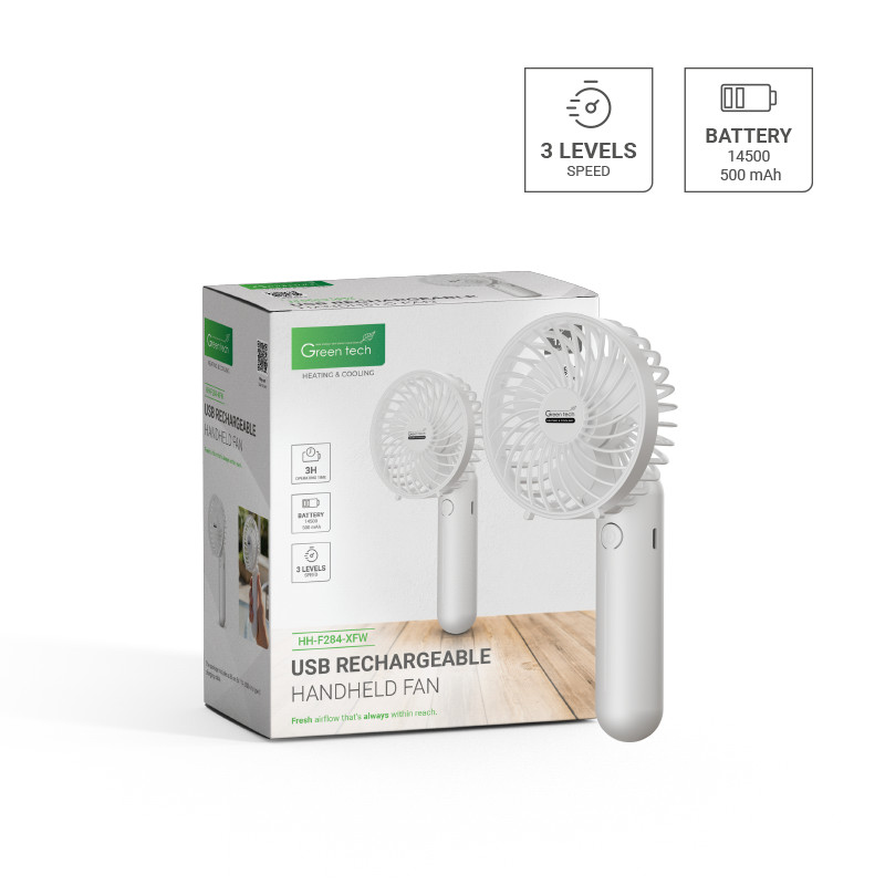 PRIJENOSNI VENTILATOR GREEN TECH, 1.1W,BIJELI, SA USB PUNJENJEM