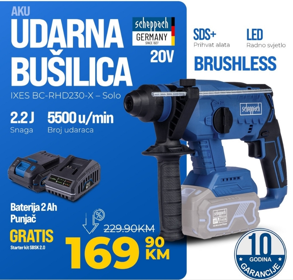 SCHEPPACH AKU UDARNA BUŠILICA IXES BC-RHD230-X