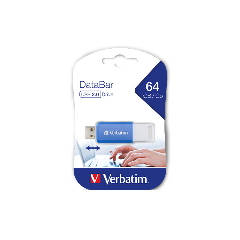 USB MEMORIJSKI STIK 2.0 VERBATIM 64GB, PLAVI , DATABAR