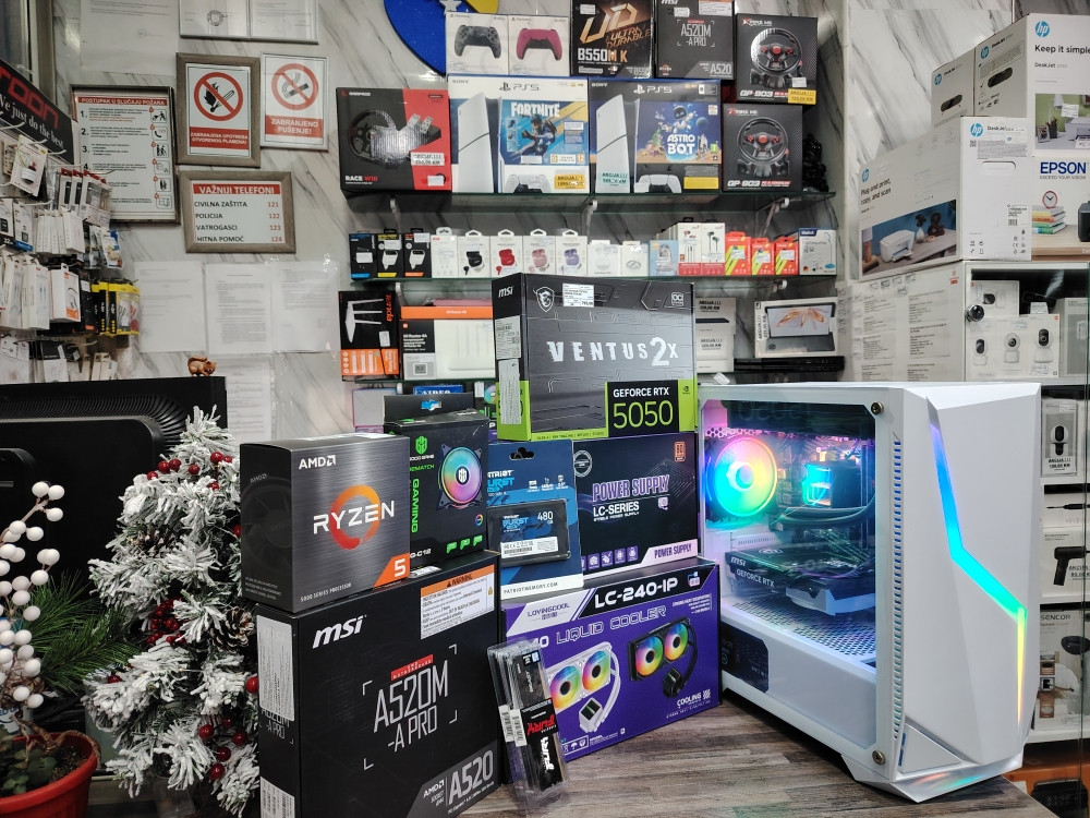GAMING PC RAČUNAR 5 5500 RX RTX5050 RAM 16GB SSD 500GB +VODENO HL