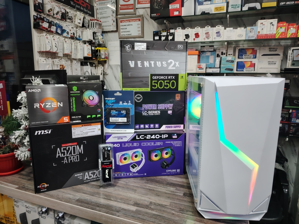 GAMING PC RAČUNAR 5 5500 RX RTX5050 RAM 16GB SSD 500GB +VODENO HL