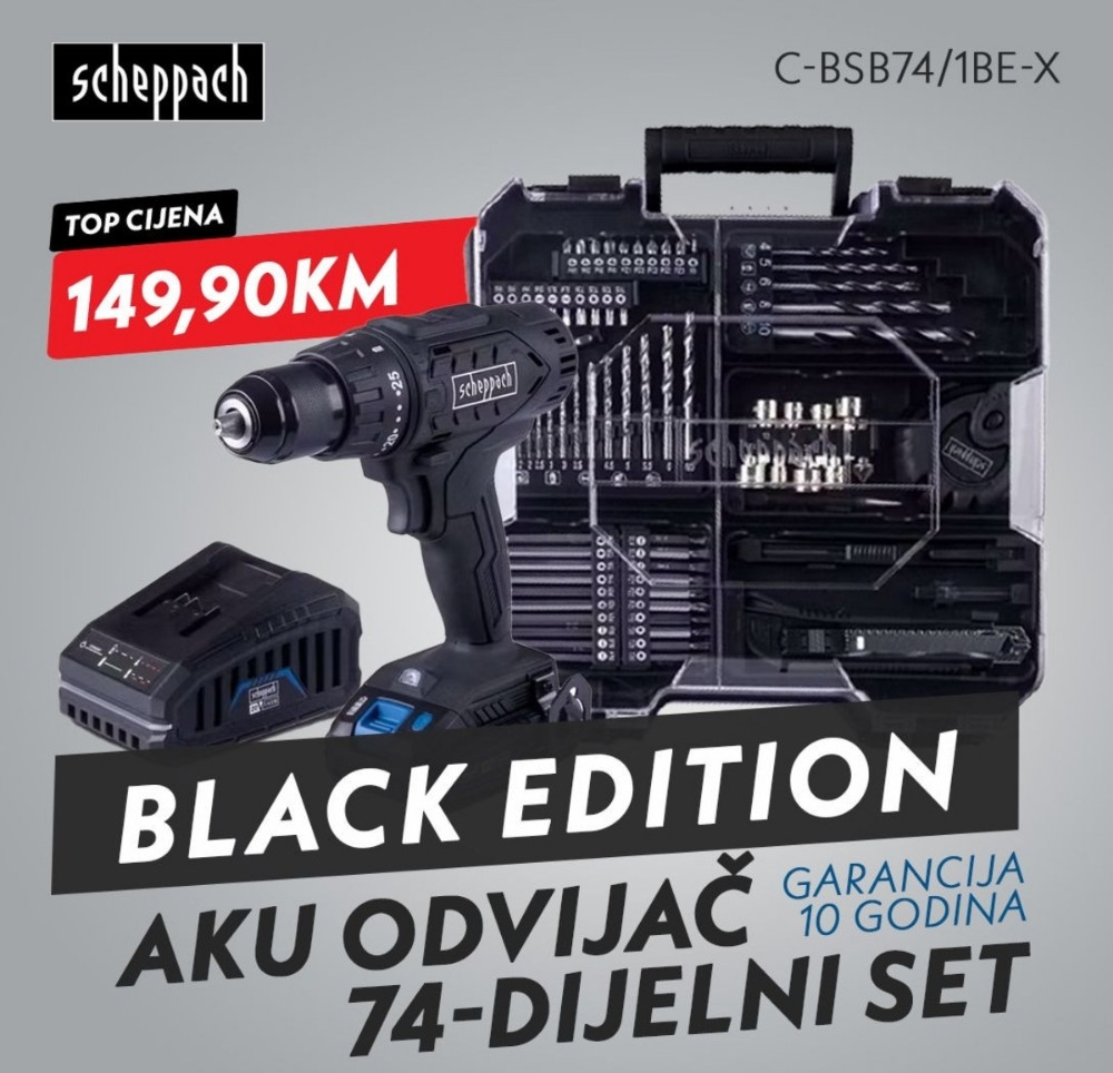 SCHEPPACH AKU BUŠILICA ODVIJAČ S 74 KOMADA PRIBORA IXES C-BSB74