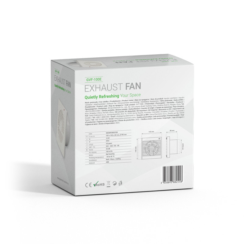 ISPUSNI VENTILATOR GREEN TECH GVF-100E S AUTOMATSKIM ZATVARANJEM