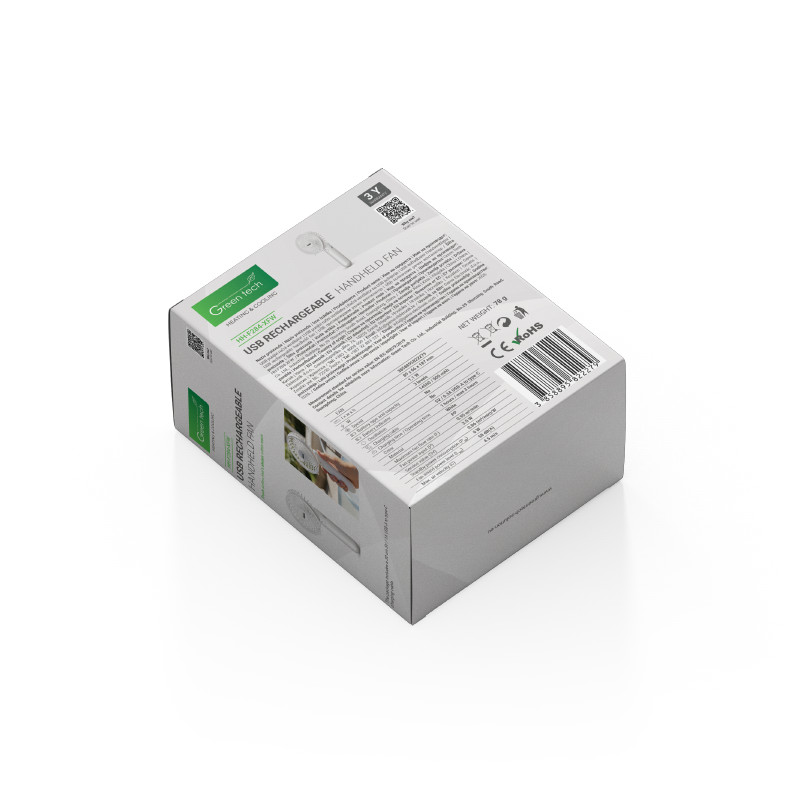 PRIJENOSNI VENTILATOR GREEN TECH, 1.1W,BIJELI, SA USB PUNJENJEM