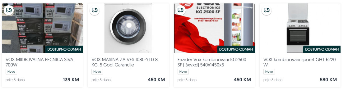 VOX MAŠINE KLIME FRIŽIDERI ŠPORETI TV UNIVERZALNO