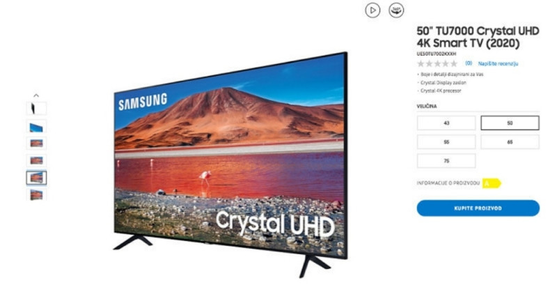 SAMSUNG 4K 75" 75AU7172 ULTRAHD WIFI CRYSTAL UHD 4K