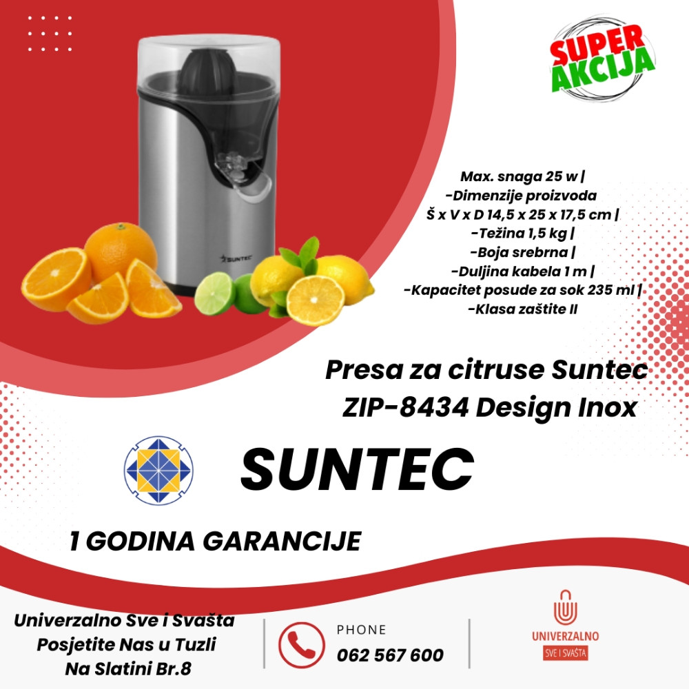 PRESA ZA CITRUSE SUNTEC ZIP 8434 DESING INOX