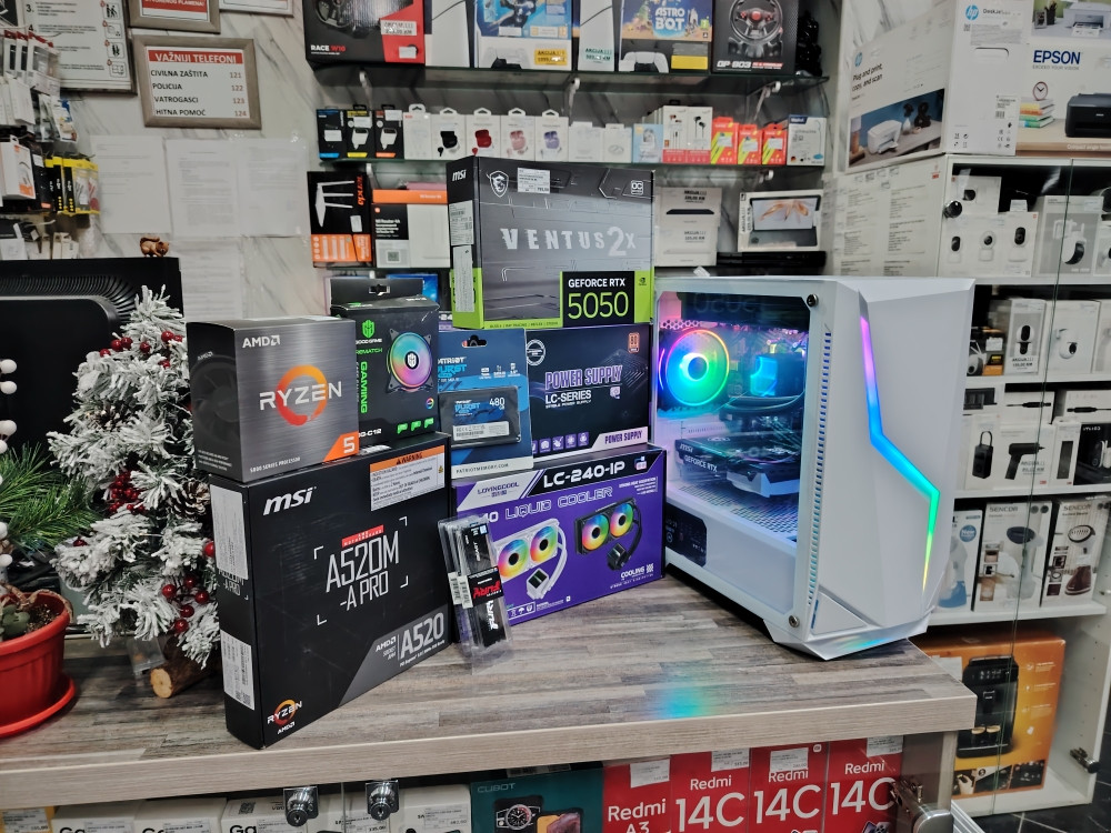 GAMING PC RAČUNAR 5 5500 RX RTX5050 RAM 16GB SSD 500GB +VODENO HL